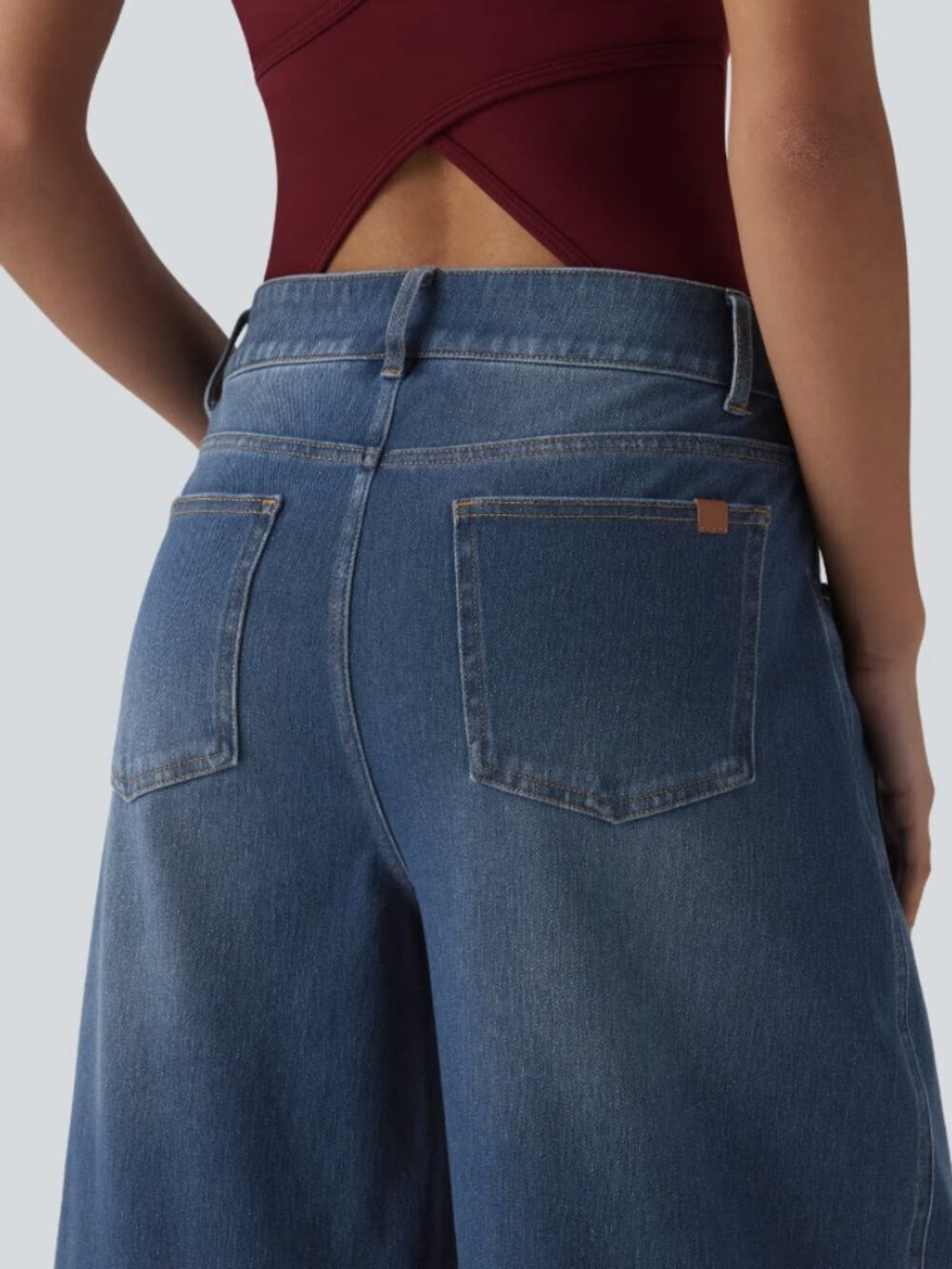 Halara - Low Rise Barrel Leg Jeans - Picture 5 of 7